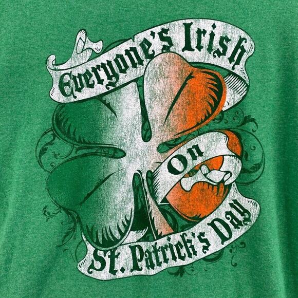 St Patricks Day Tshirt Mens Medium 38-40 Green Everyones Irish Tee Short Sleeve - Picture 4 of 7